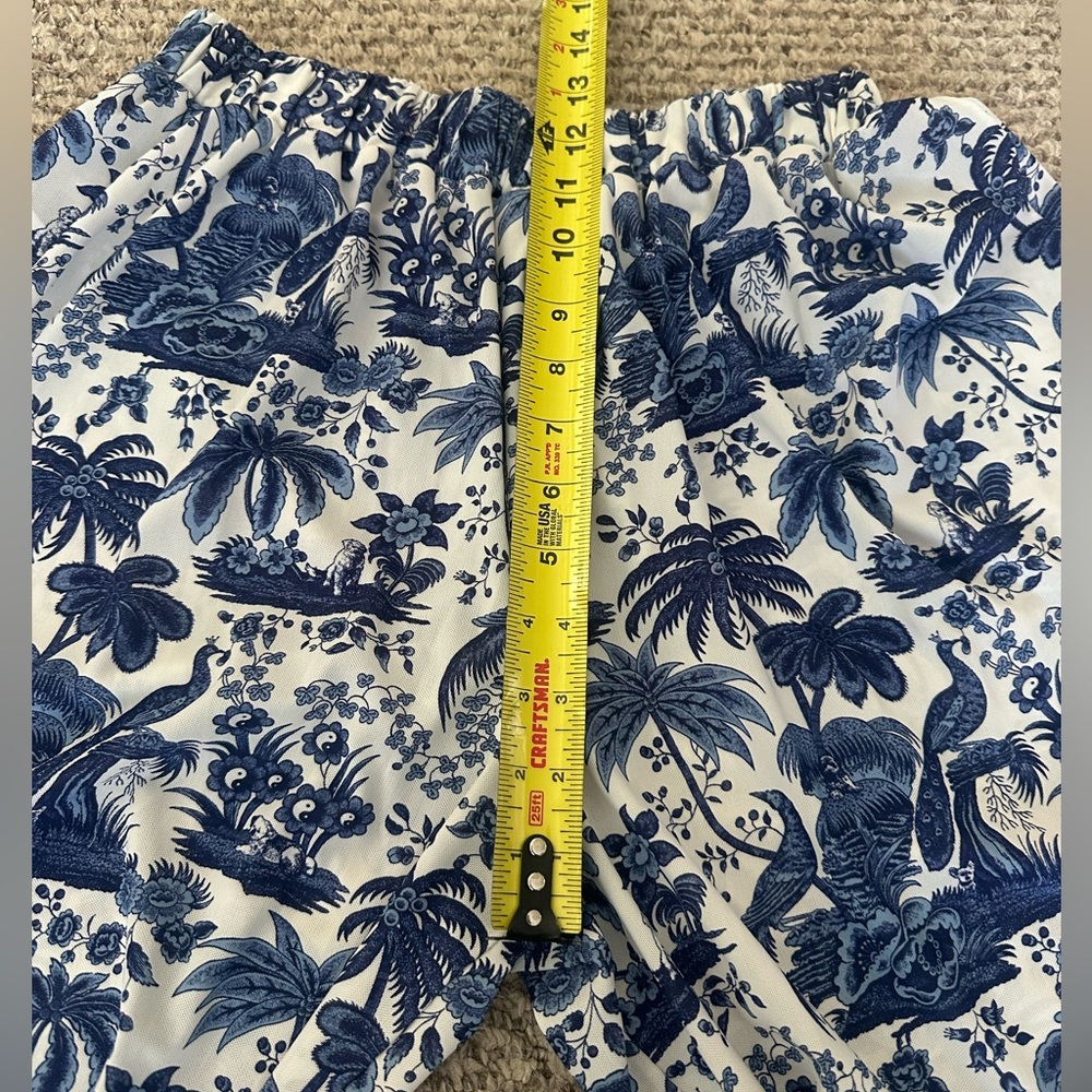 STAUD Blue and White Wide-Leg Printed Pants - Picture 8 of 10